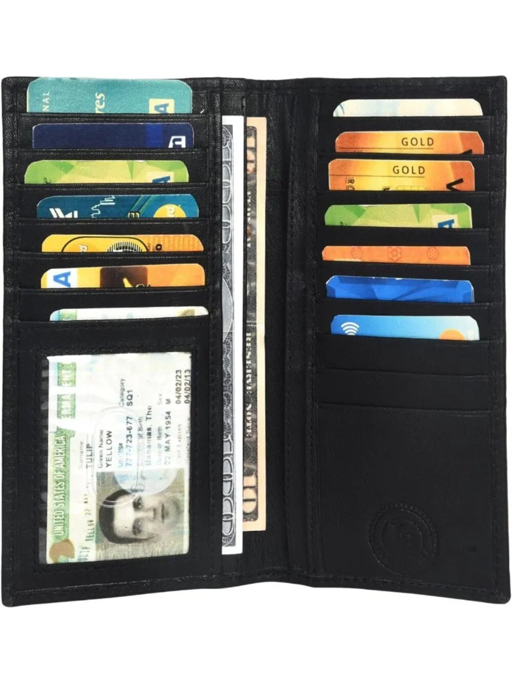 Genuine Leather Long Bifold Wallet for Men | 6 Card Slots, ID Window, Cash
